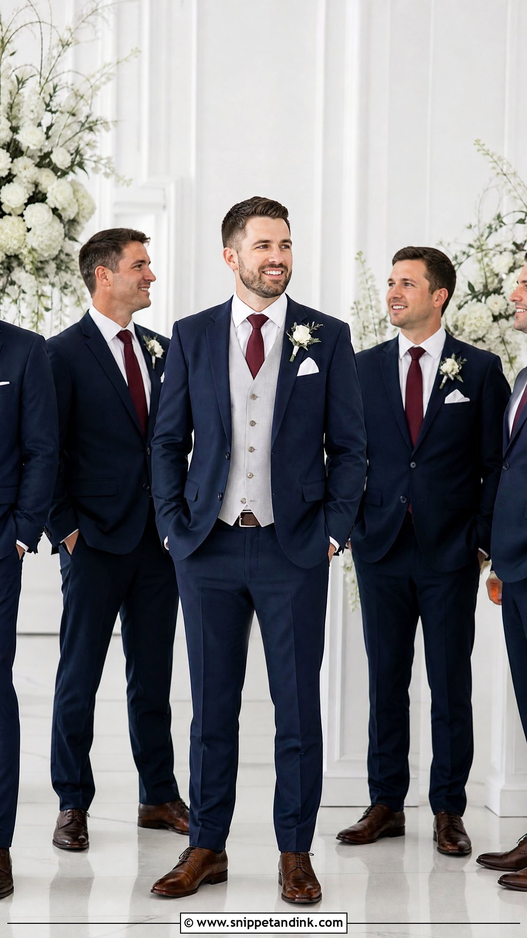 Navy Suit With Gray Waistcoat - Snippet and Ink - 20 Three Piece Suit Wedding Ideas
