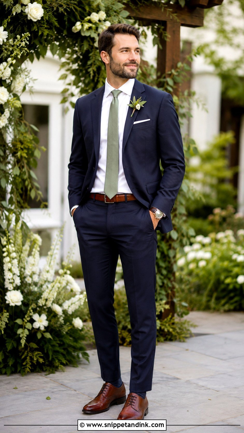 Navy Suit With Sage Green Tie - Snippet and Ink - 20 Navy Suits Wedding