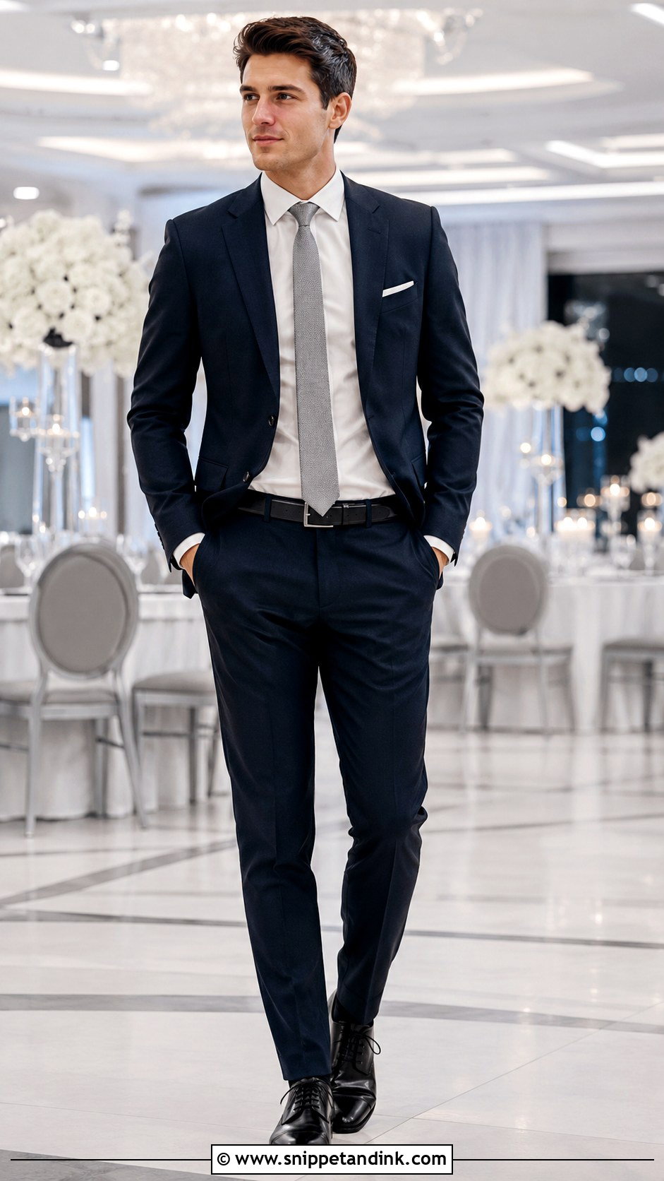 Navy Suit With Silver Tie - Snippet and Ink - 30 Navy Suit Wedding Ideas