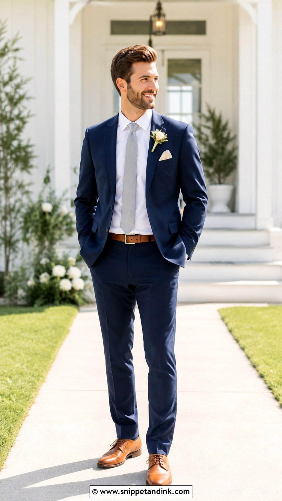 Navy Suit With Tan Shoes - Snippet and Ink - 30 Navy Suit Wedding Ideas