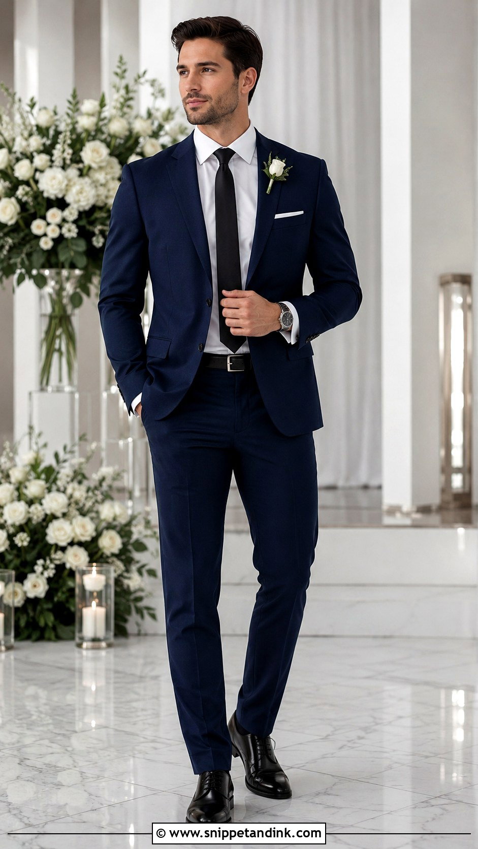 Navy Suit With White Shirt And Black Tie - Snippet and Ink - 20 Navy Suits Wedding