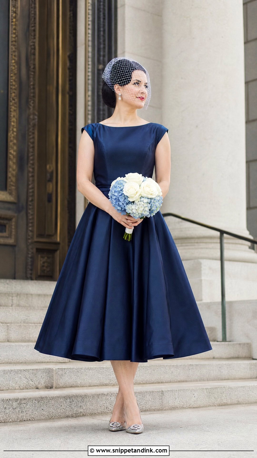 Navy Tea Length Wedding Dress - Snippet and Ink - 20 Navy Wedding Dress Ideas