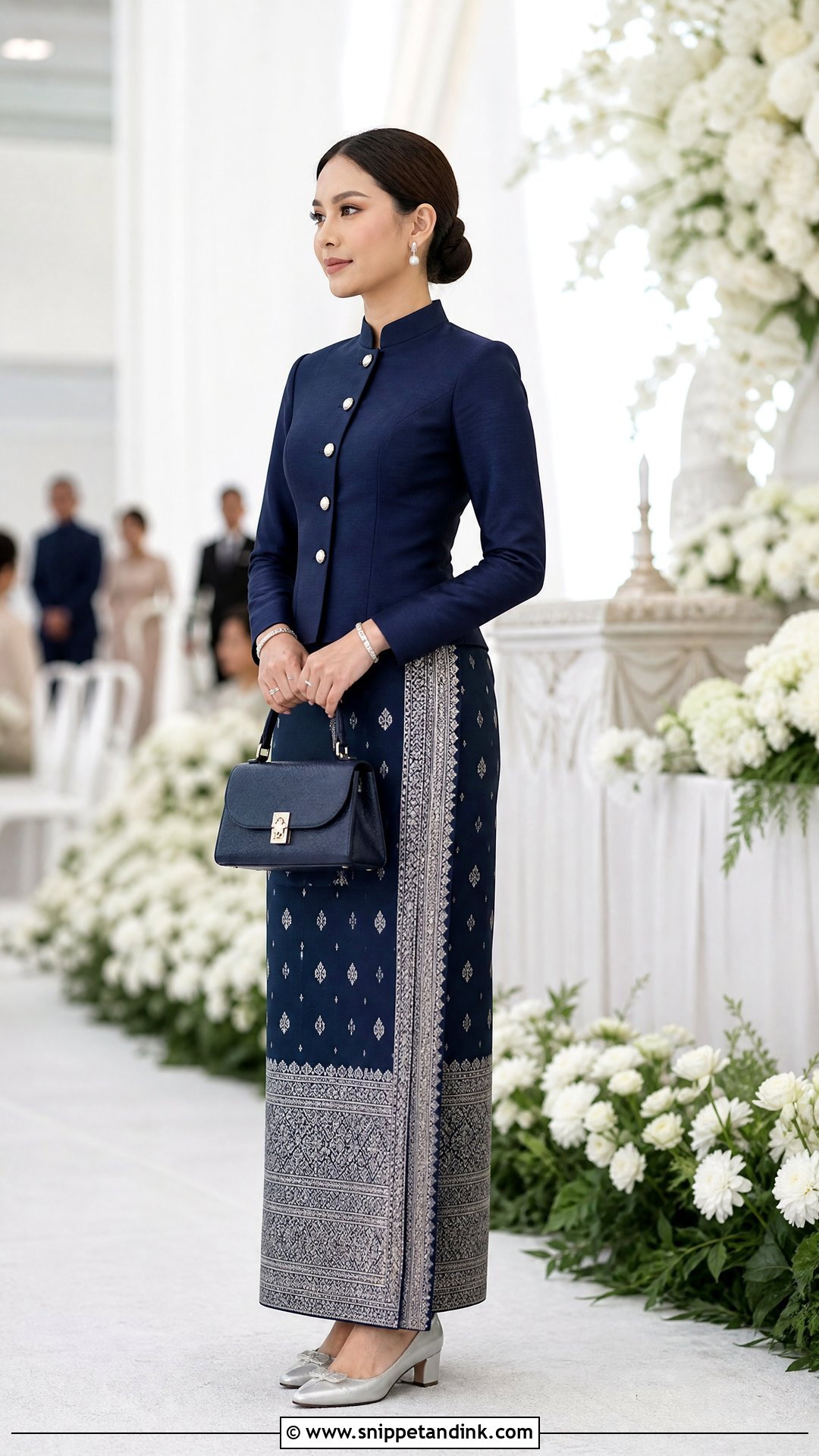 Navy Thai Chitralada Wedding Dress - Snippet and Ink - 20 Traditional Thai Wedding Dress Ideas