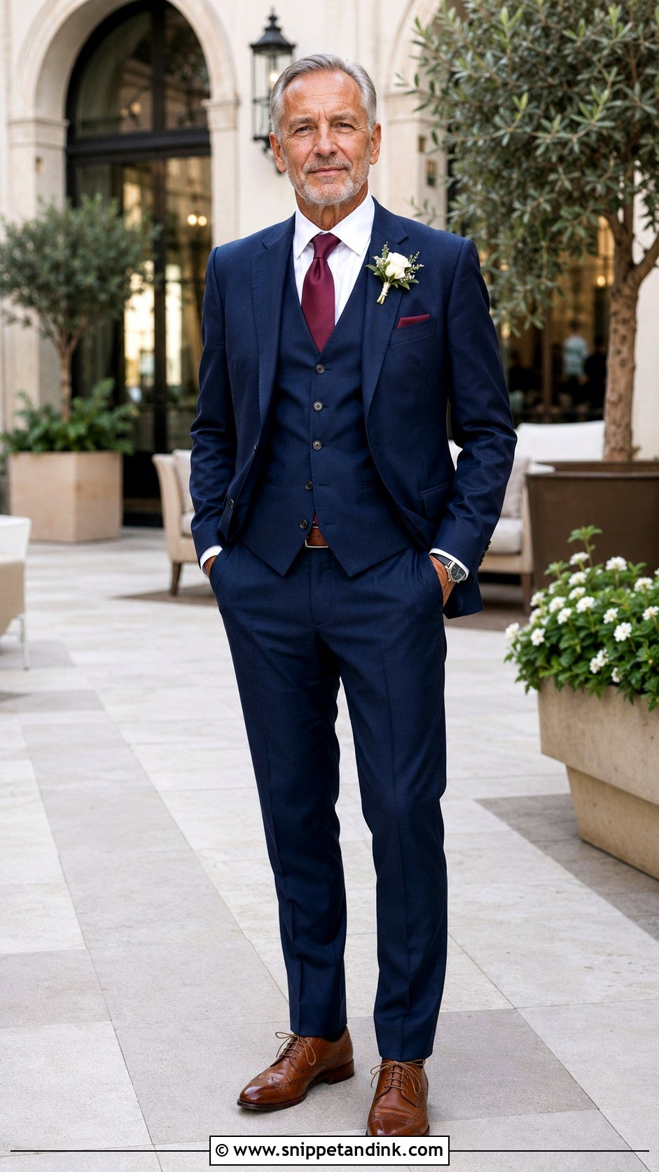 Navy Three Piece Father of Bride Suit - Snippet and Ink - 20 Father of Bride Outfit Ideas