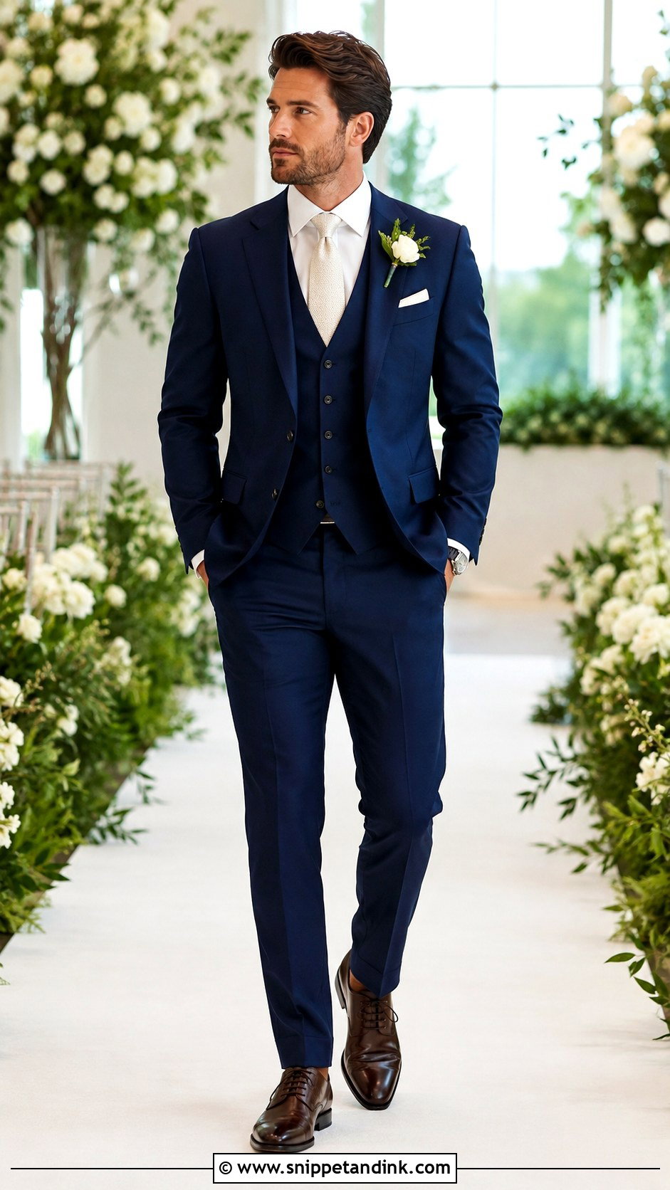Navy Three Piece Groom Suit - Snippet and Ink - 20 Navy Suits Wedding