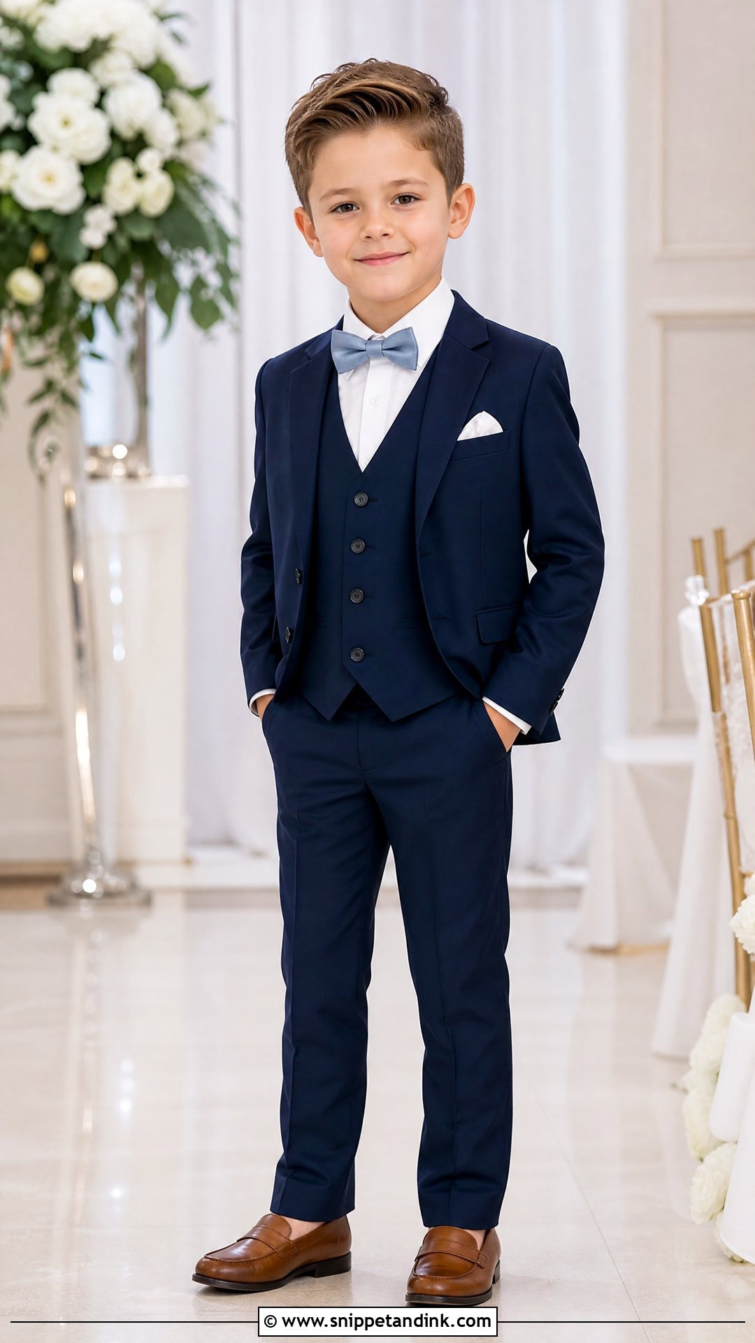 Navy Three Piece Page Boy Suit - Snippet and Ink - 20 Page Boys Ideas