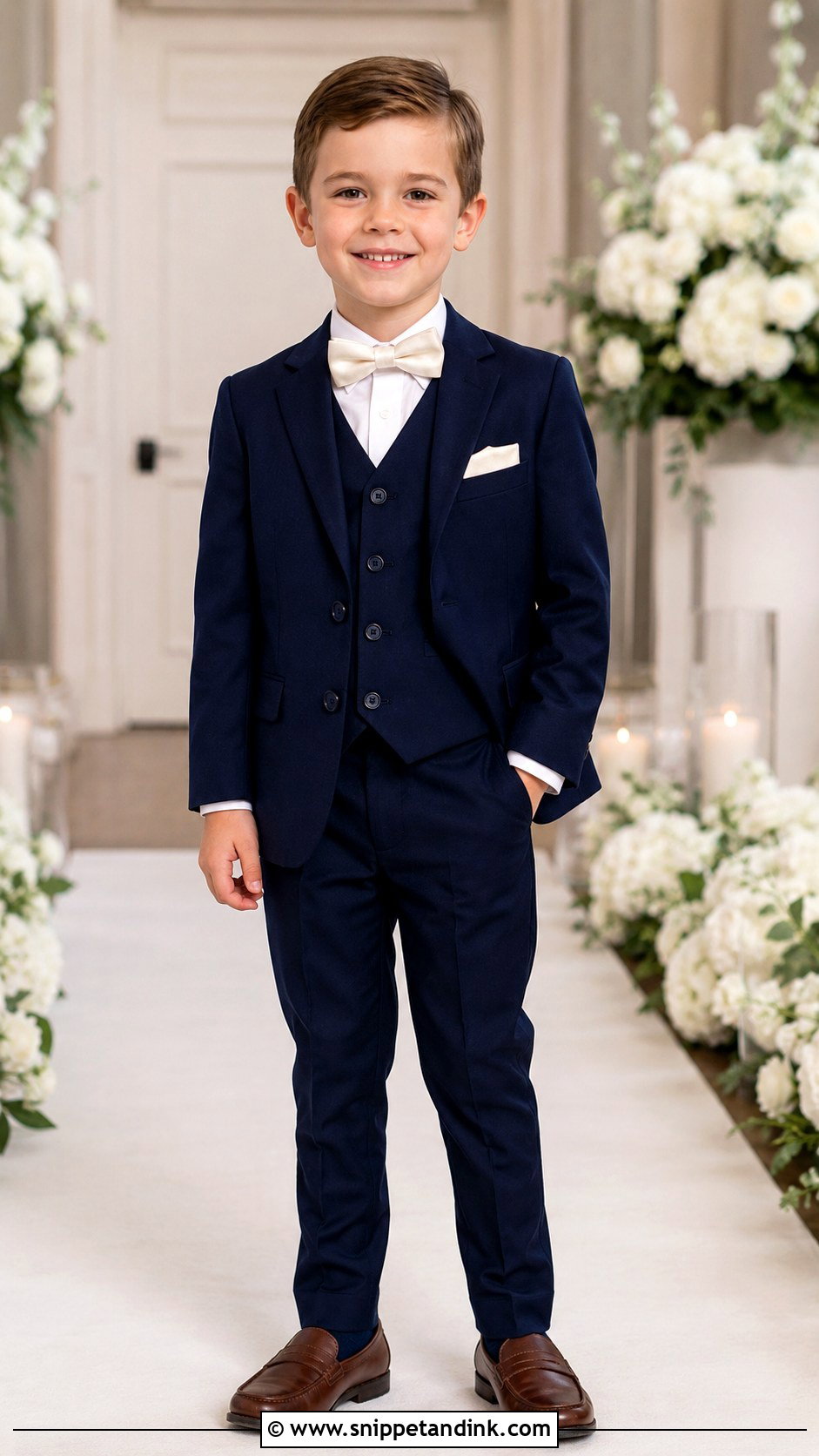 Navy Three Piece Ring Bearer Suit - Snippet and Ink - 20 Navy Ring Bearer Outfit Ideas