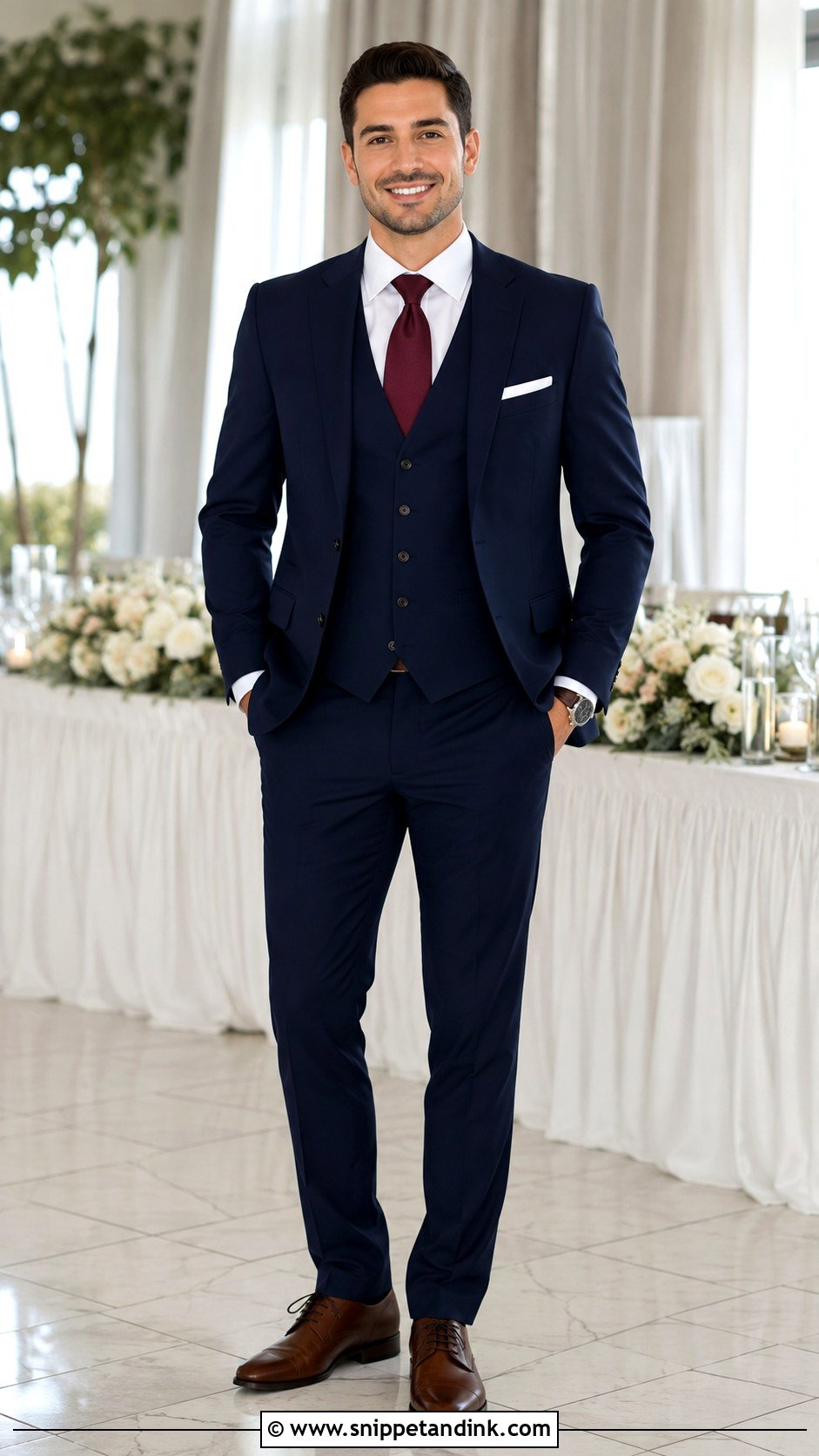 Navy Three Piece Suit Brother Reception Outfit - Snippet and Ink - 20 Brother Outfit for Sister Wedding Ideas