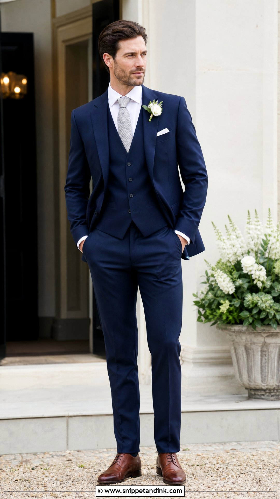 Navy Three Piece Wedding Suit - Snippet and Ink - 20 Three Piece Suit Wedding Ideas