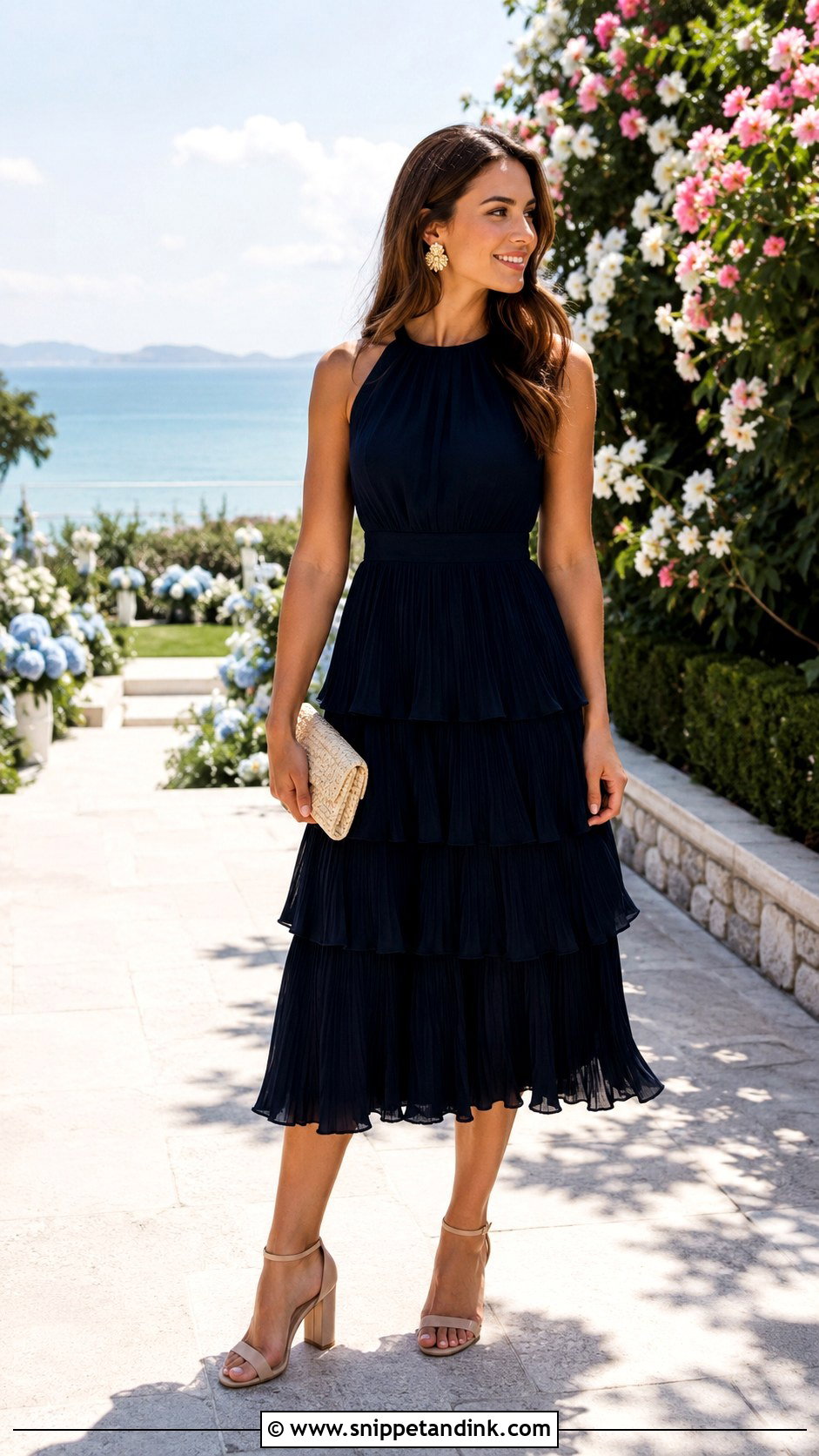 Navy Tiered Dress Wedding Outfit - Snippet and Ink - 25 Navy Dress Outfit Wedding Ideas