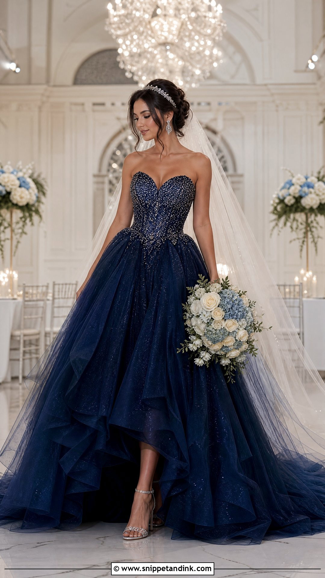 Navy Tulle Princess Wedding Dress - Snippet and Ink - 20 Navy Wedding Dress Ideas
