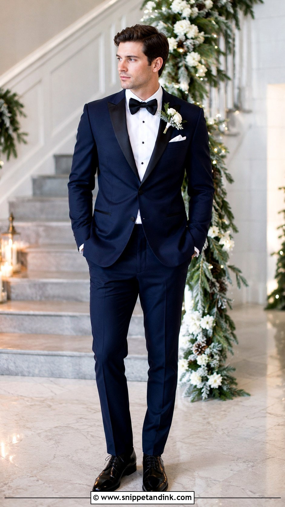 Navy Tux For Winter Wedding - Snippet and Ink - 25 Navy Tux Wedding Ideas