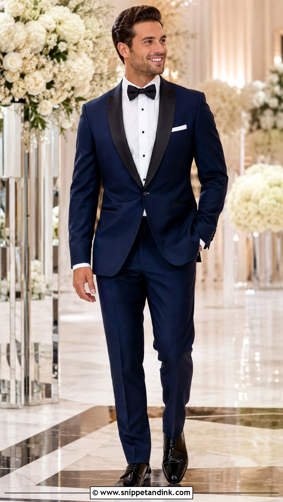 Navy Tux With Black Bow Tie - Snippet and Ink - 25 Navy Tux Wedding Ideas