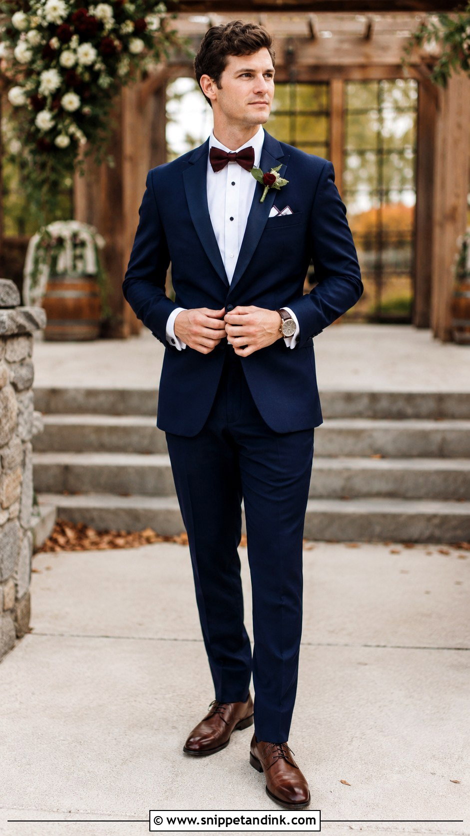 Navy Tux With Brown Shoes - Snippet and Ink - 25 Navy Tux Wedding Ideas