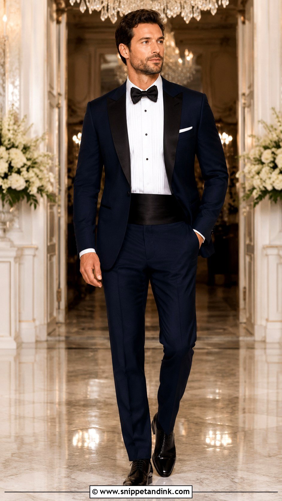 Navy Tux With Cummerbund - Snippet and Ink - 25 Navy Tux Wedding Ideas
