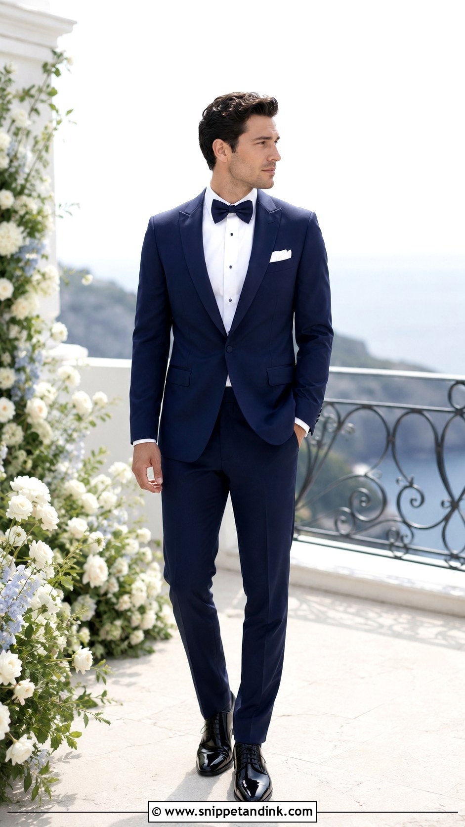 Navy Tux With Navy Bow Tie - Snippet and Ink - 25 Navy Tux Wedding Ideas