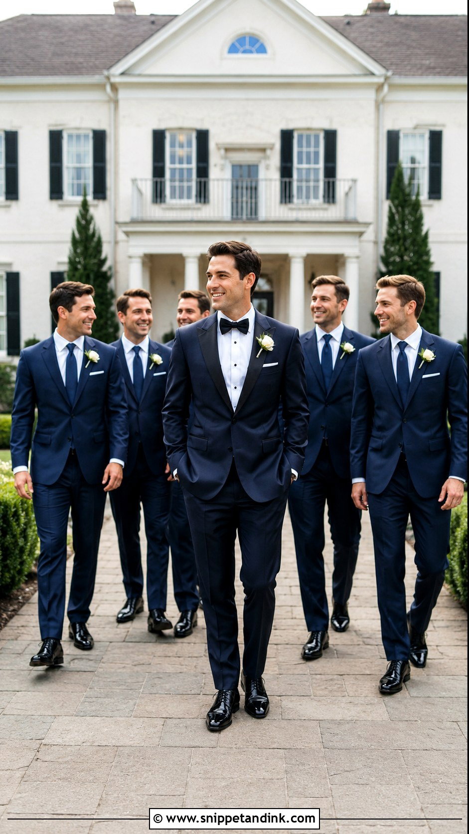 Navy Tux With Navy Groomsmen Suits - Snippet and Ink - 25 Navy Tux Wedding Ideas