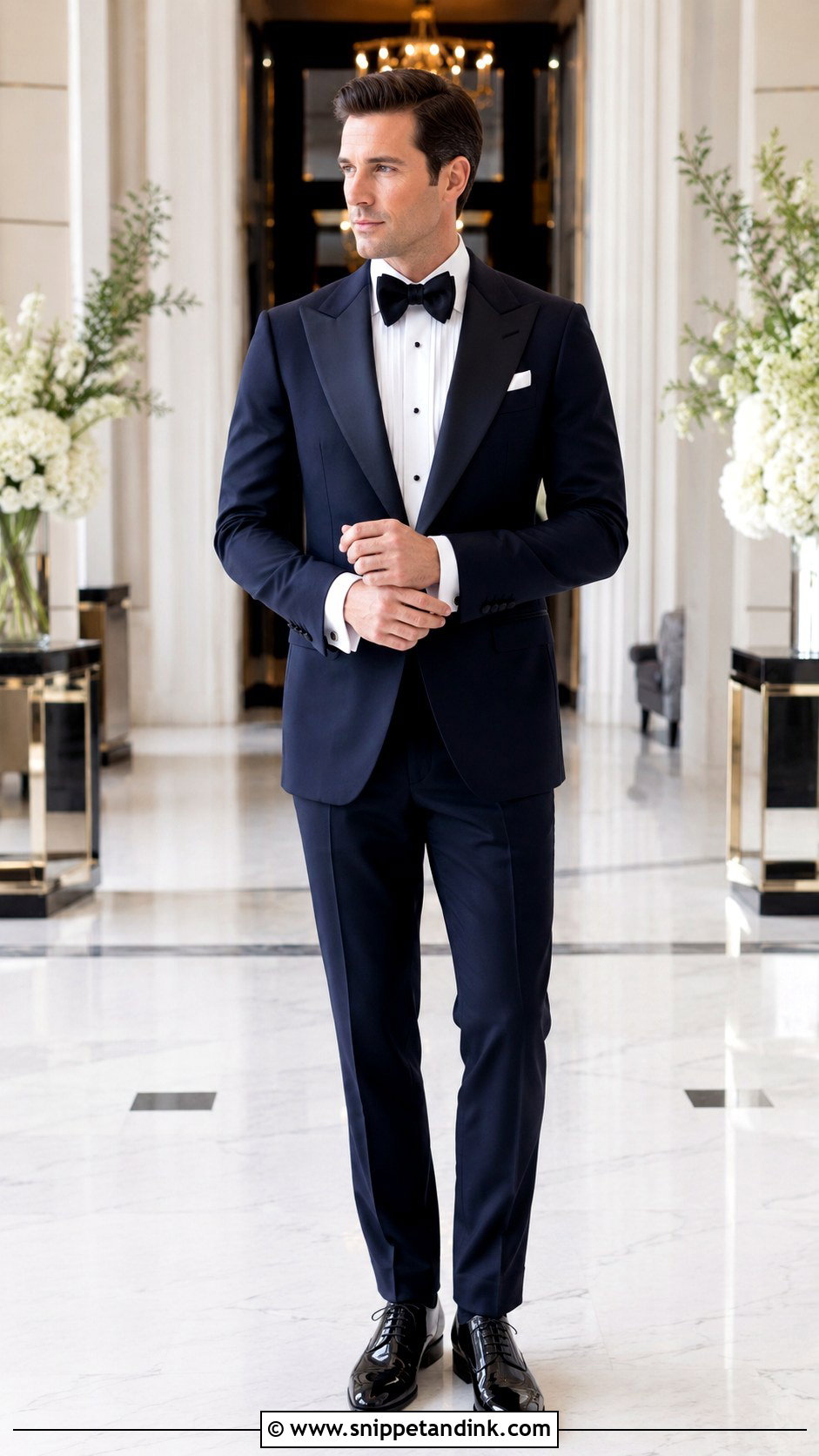 Navy Tux With Peak Lapel - Snippet and Ink - 25 Navy Tux Wedding Ideas