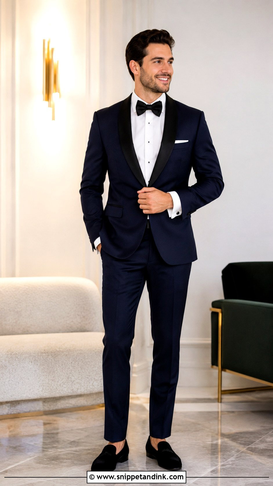 Navy Tux With Velvet Loafers - Snippet and Ink - 25 Navy Tux Wedding Ideas