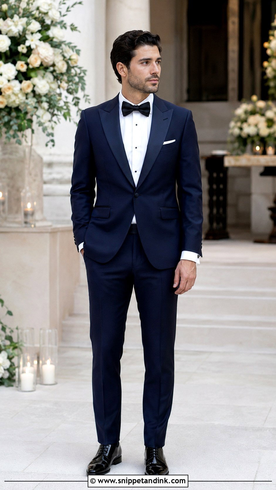 Navy Tux With White Dinner Shirt - Snippet and Ink - 25 Navy Tux Wedding Ideas