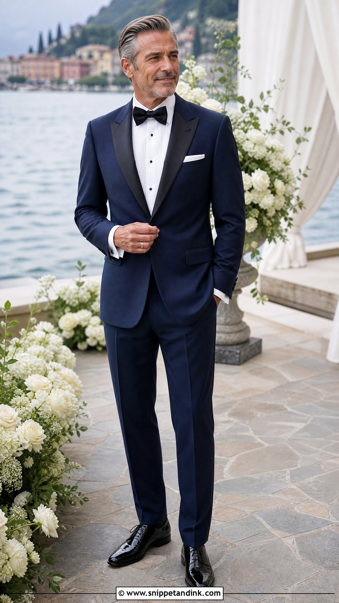 Navy Tuxedo Father Wedding Outfit - Snippet and Ink - 20 Wedding Outfit for Father Ideas