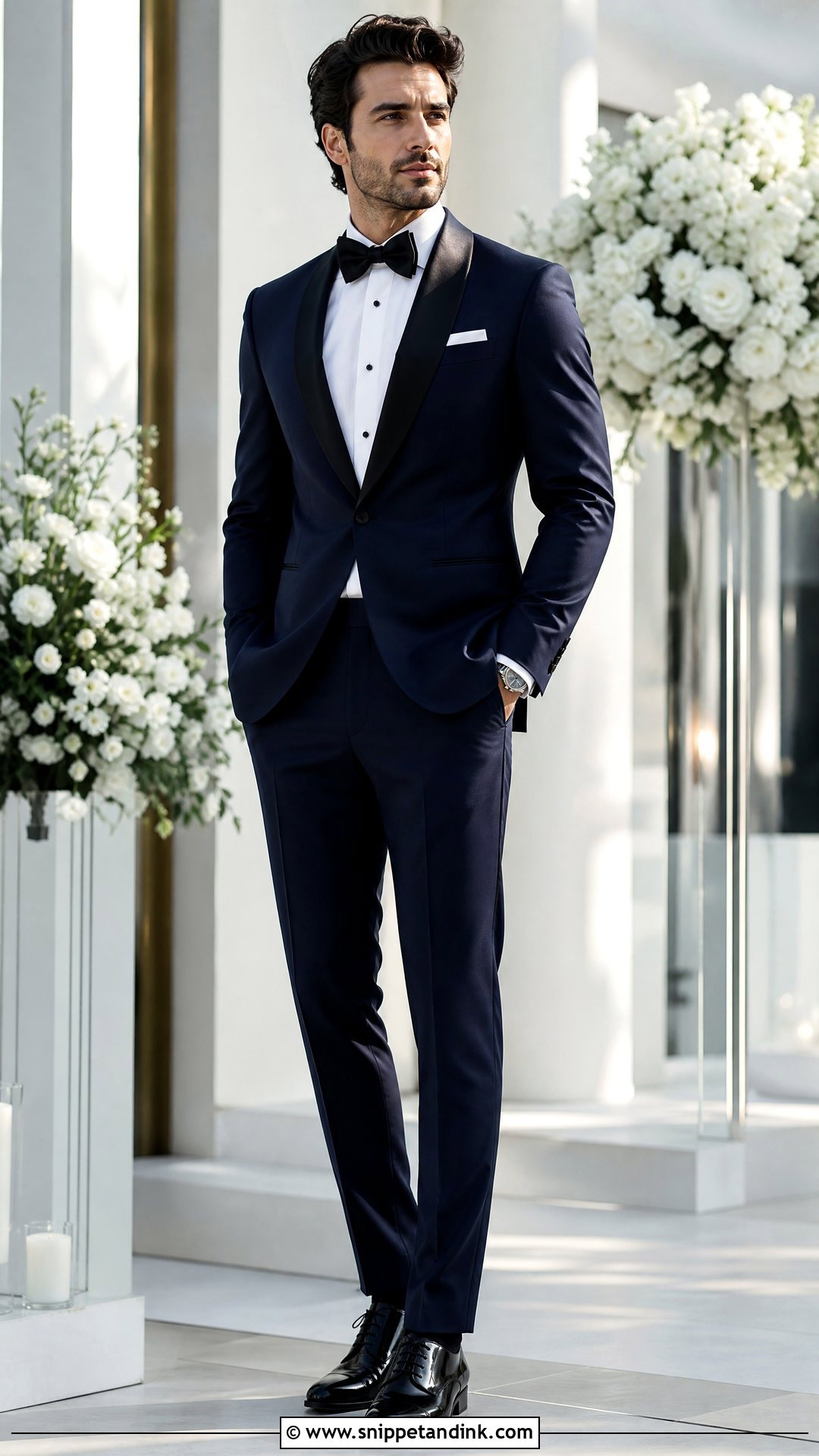 Navy Tuxedo With Black Lapels - Snippet and Ink - 20 Tuxedo Wedding Suit Ideas