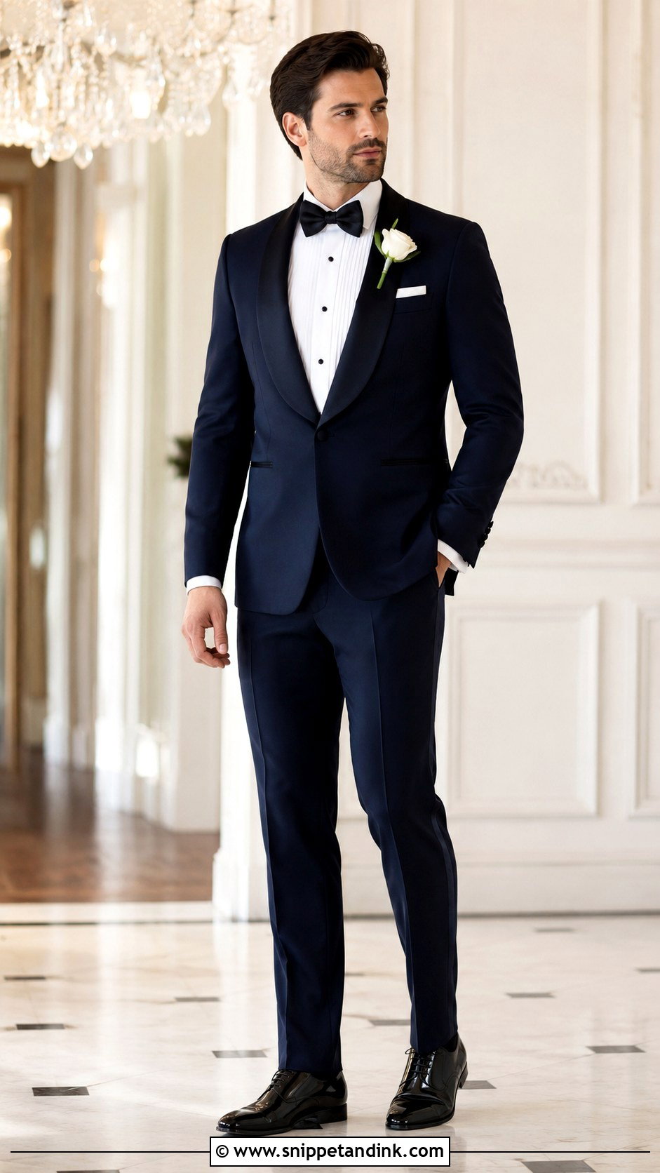 Navy Tuxedo With Pleated Shirt - Snippet and Ink - 20 Navy Tuxedo Wedding Ideas