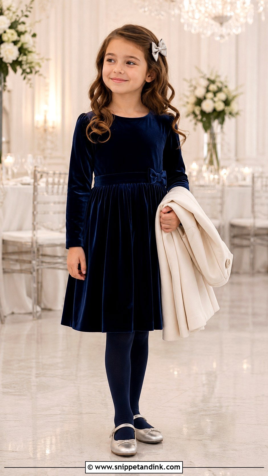 Navy Velvet Girl Dress for Winter Wedding - Snippet and Ink - 20 Girl Dresses for Wedding
