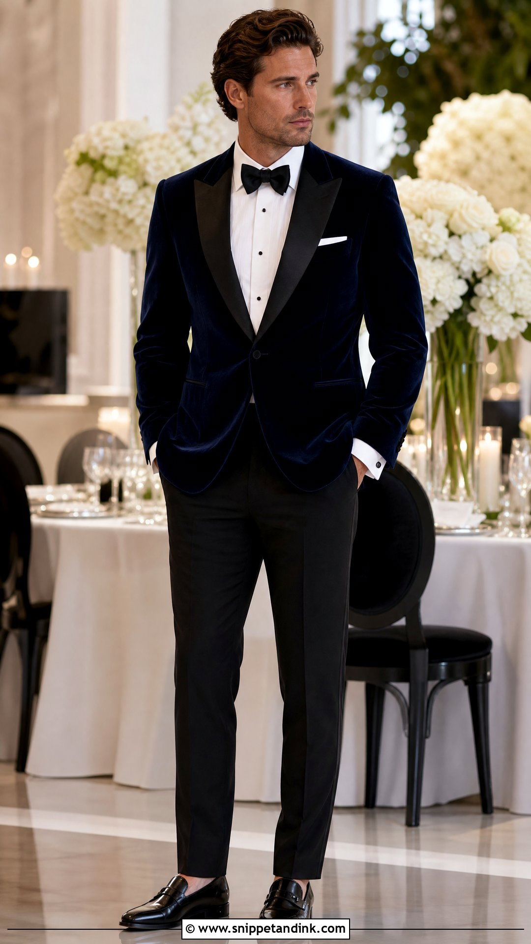 Navy Velvet Tuxedo - Snippet and Ink - 20 Tuxedo Wedding Suit Ideas