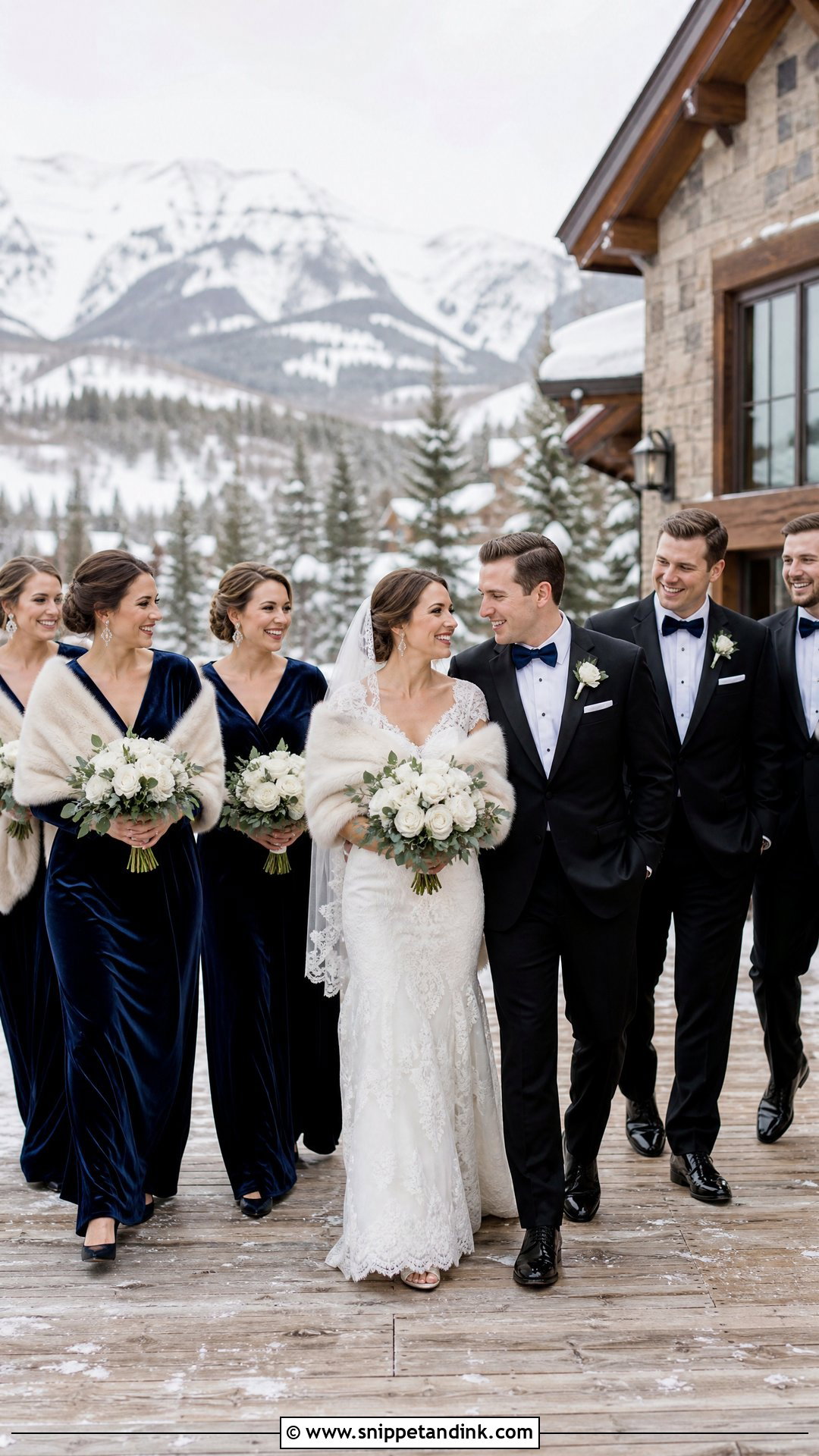 Navy Velvet Winter Bridal Party - Snippet and Ink - 20 Navy Bridal Parties Ideas
