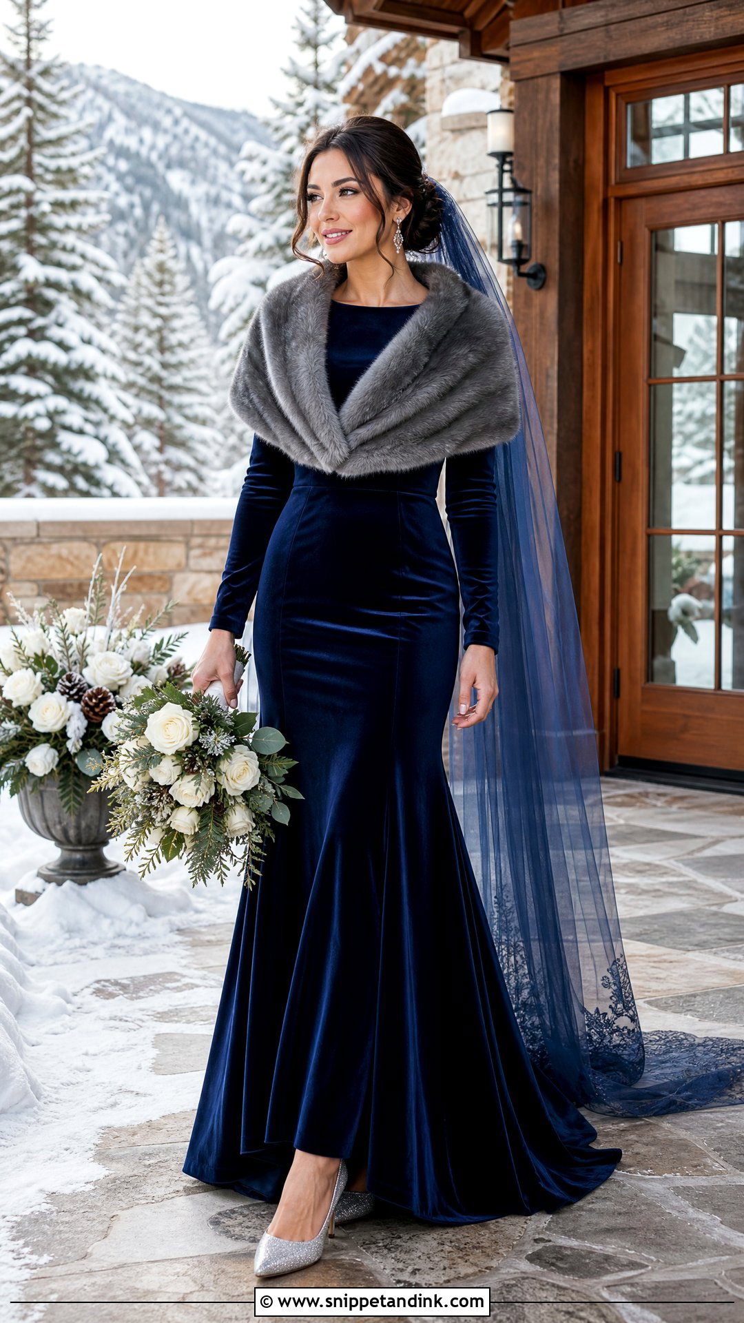 Navy Velvet Winter Wedding Dress - Snippet and Ink - 20 Navy Wedding Dress Ideas