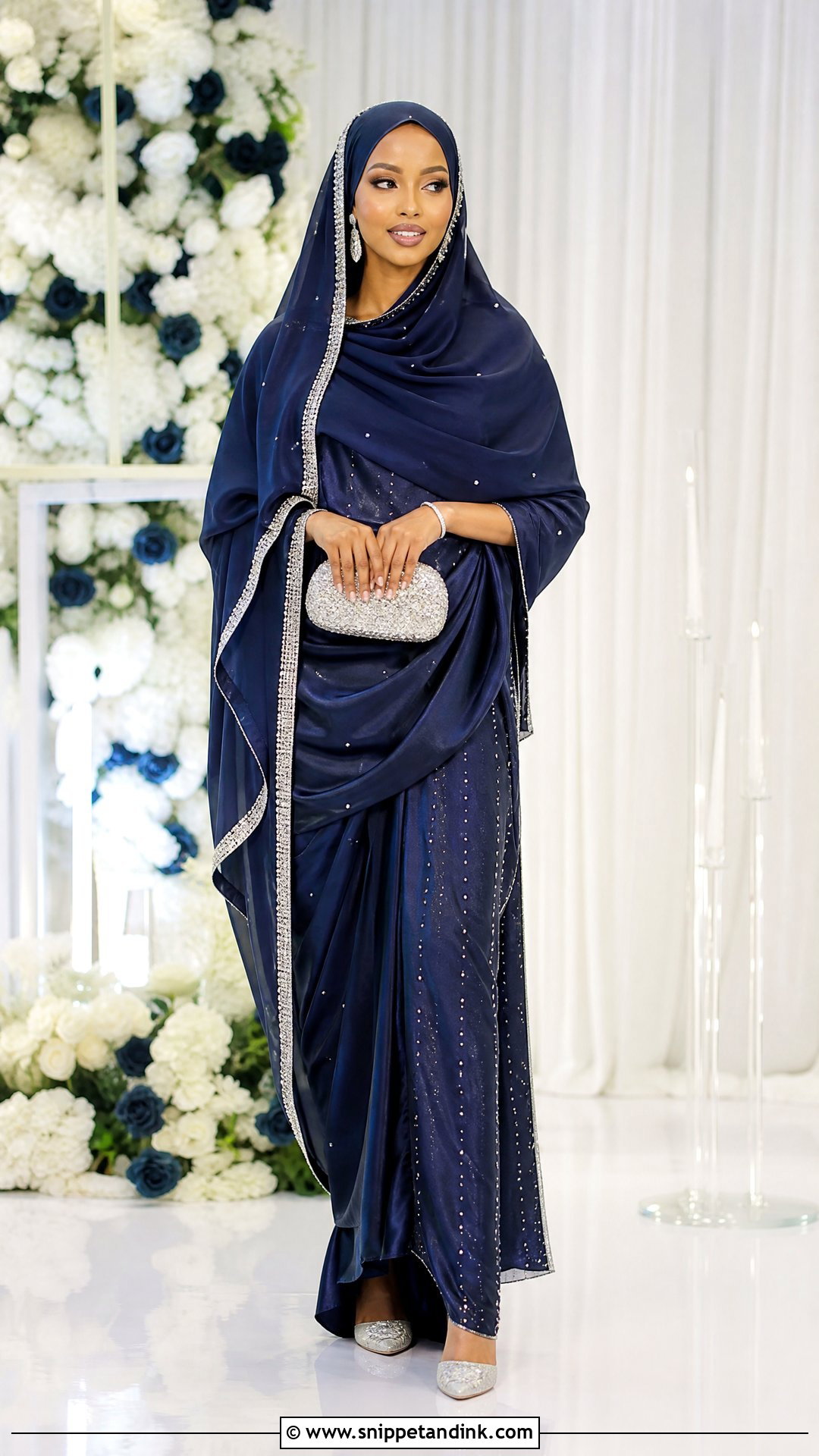 Navy Wedding Dirac With Silver Beading - Snippet and Ink - 20 Wedding Dirac Ideas