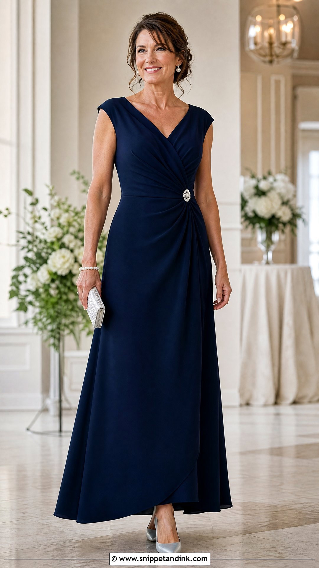 Navy Wedding Dress With Pearl Jewelry - Snippet and Ink - 20 Second Marriage Wedding Dresses