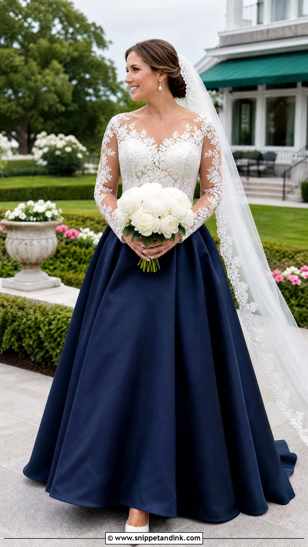 Navy Wedding Dress With White Lace - Snippet and Ink - 20 Navy Wedding Dress Ideas