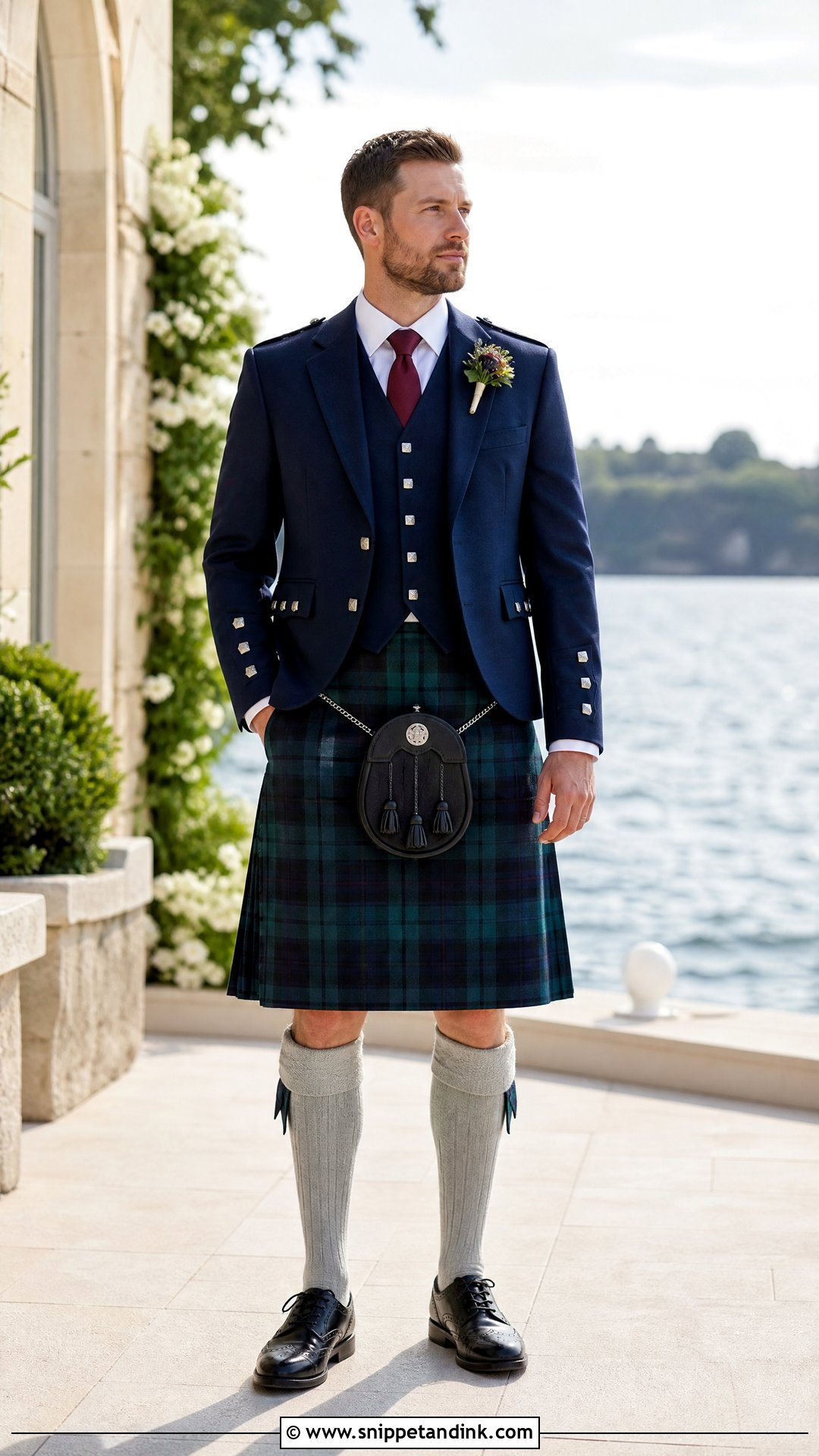 Navy Wedding Kilt Outfit - Snippet and Ink - 20 Wedding Kilt Ideas