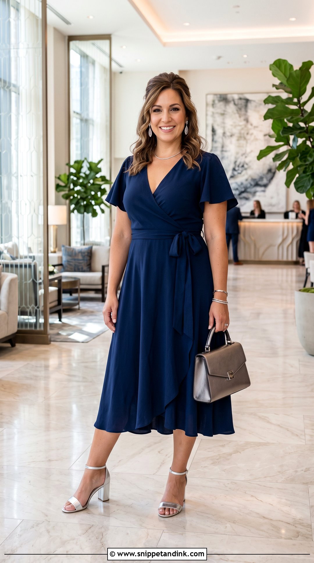 Navy Wrap Wedding Party Dress - Snippet and Ink - 20 Wedding Party Wear Dresses