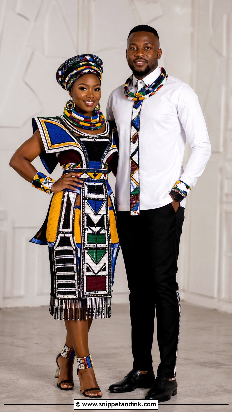 Ndebele Beaded Couple Outfit - Snippet and Ink - 25 Lobola Outfits for Couples