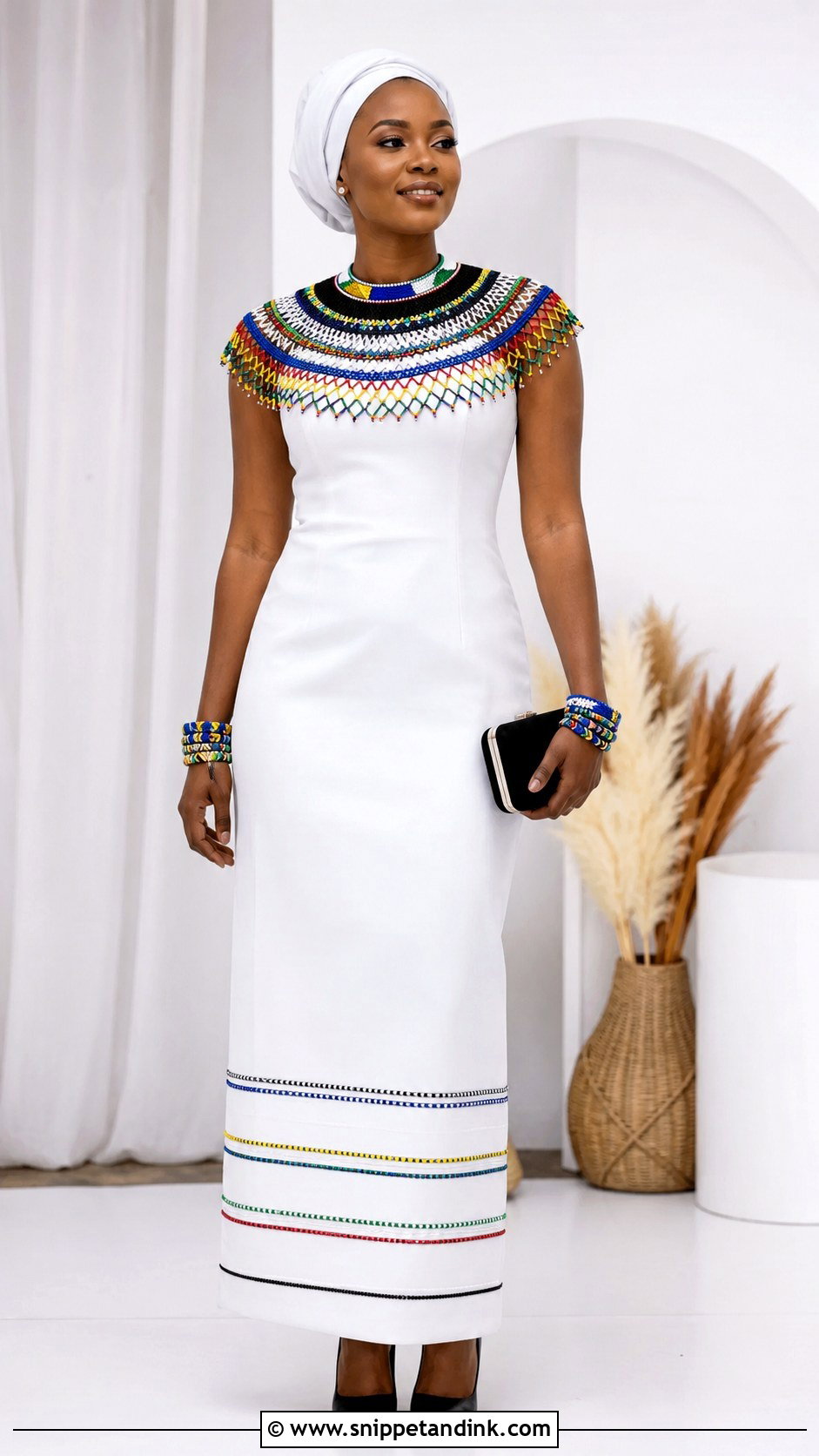 Ndebele Lobola Dress With Beaded Collar - Snippet and Ink - 30 Lobola Dresses for Bride