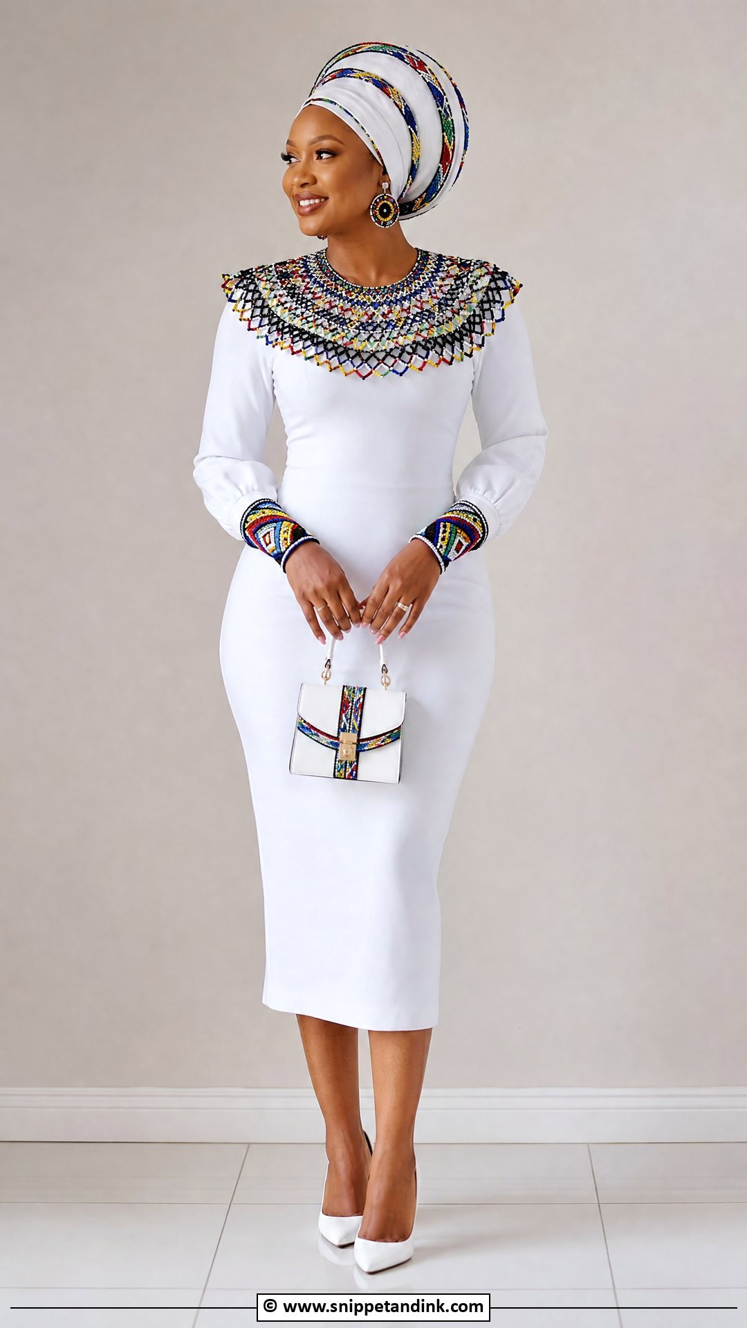 Ndebele Makoti Outfit With Beaded Collar - Snippet and Ink - 35 Makoti Attire Ideas