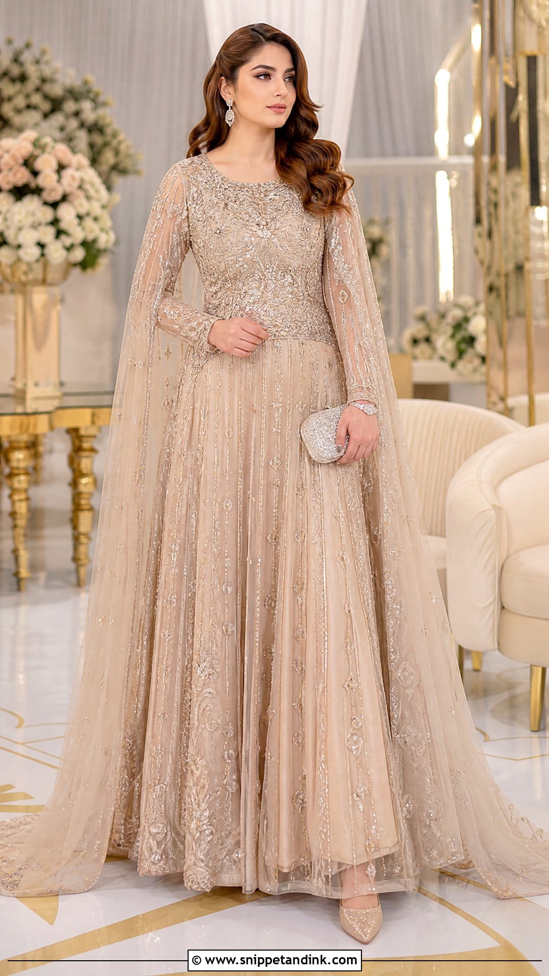 Neelam Muneer Champagne Walima Gown - Snippet and Ink - 20 Neelam Muneer Bridal Dress Ideas
