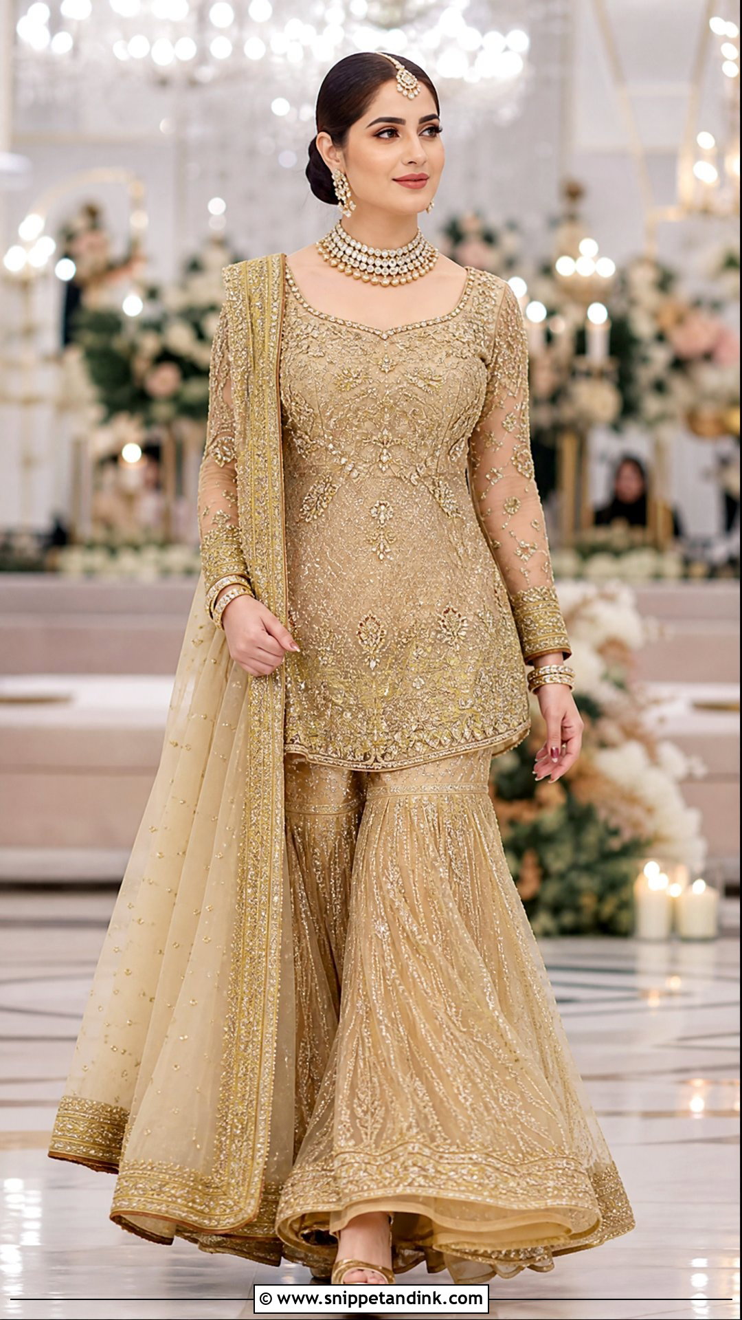 Neelam Muneer Gold Bridal Sharara - Snippet and Ink - 20 Neelam Muneer Bridal Dress Ideas
