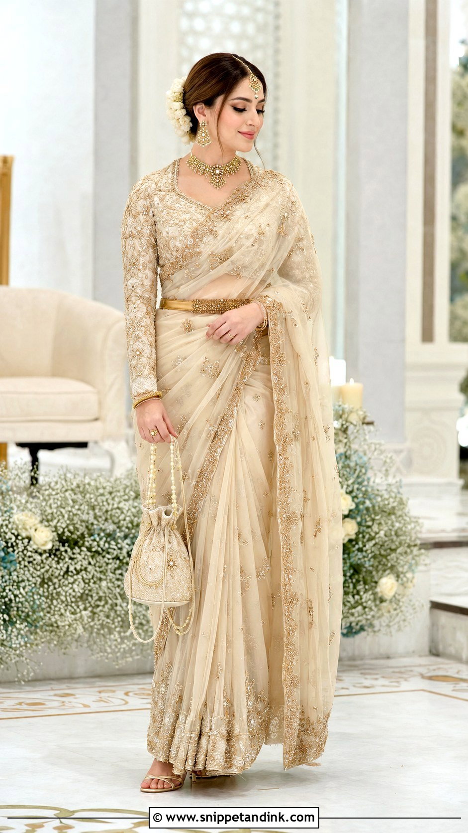 Neelam Muneer Ivory Gold Bridal Saree - Snippet and Ink - 20 Neelam Muneer Bridal Dress Ideas