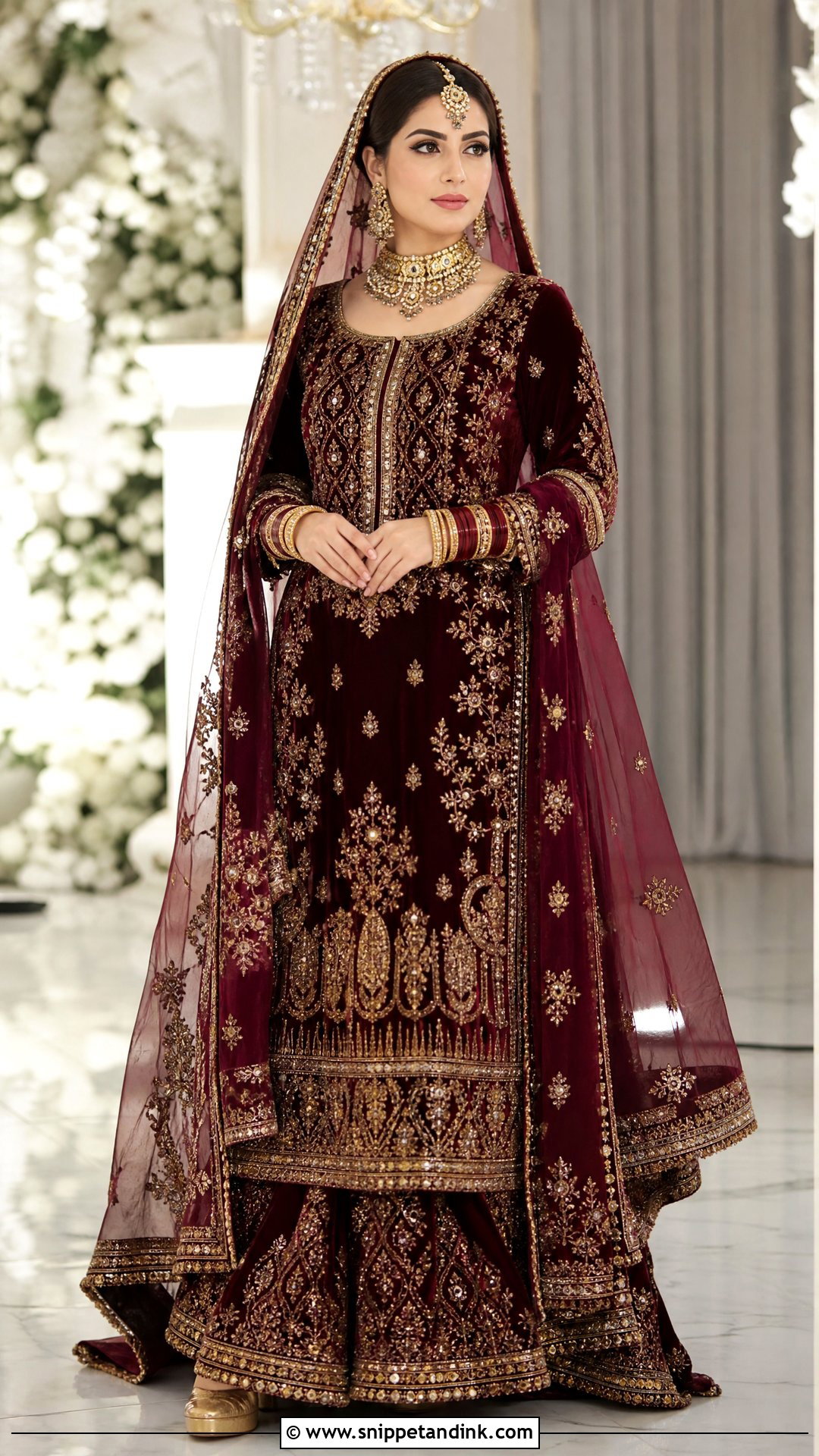 Neelam Muneer Maroon Velvet Bridal Lehenga - Snippet and Ink - 20 Neelam Muneer Bridal Dress Ideas