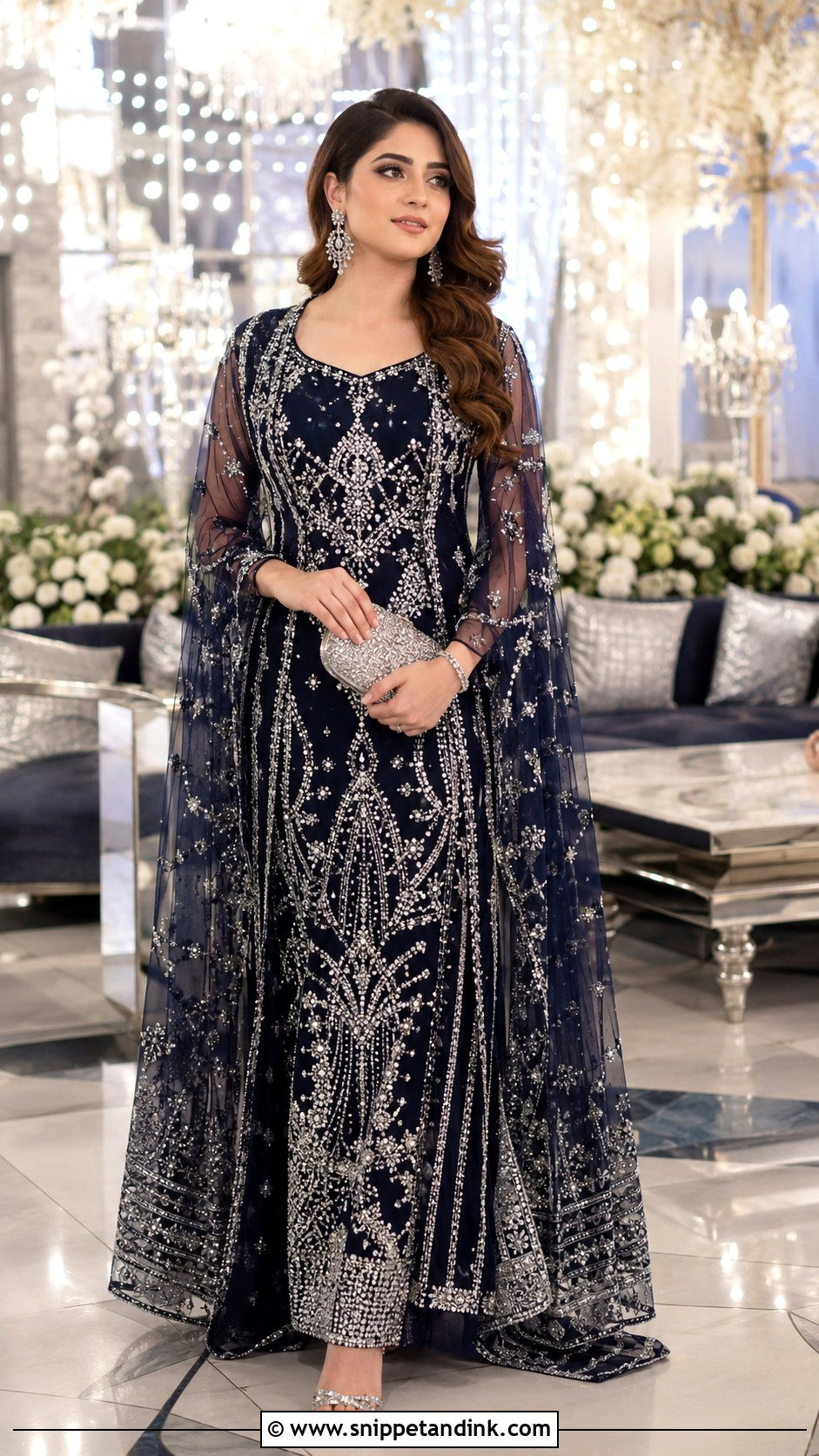 Neelam Muneer Navy Blue Bridal Gown - Snippet and Ink - 20 Neelam Muneer Bridal Dress Ideas