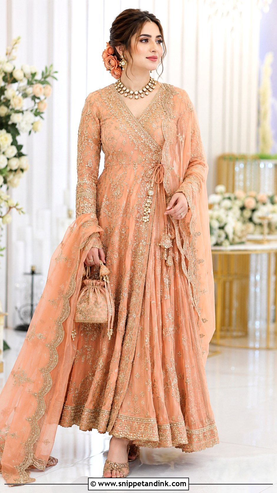 Neelam Muneer Peach Bridal Angrakha - Snippet and Ink - 20 Neelam Muneer Bridal Dress Ideas