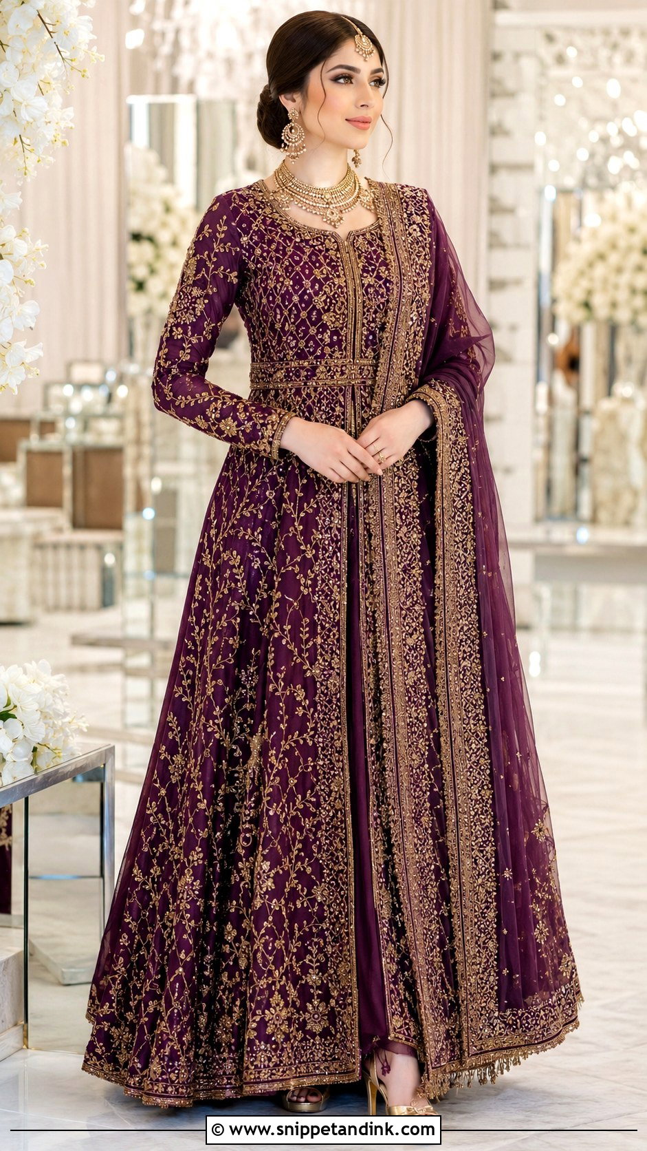 Neelam Muneer Plum Bridal Maxi - Snippet and Ink - 20 Neelam Muneer Bridal Dress Ideas