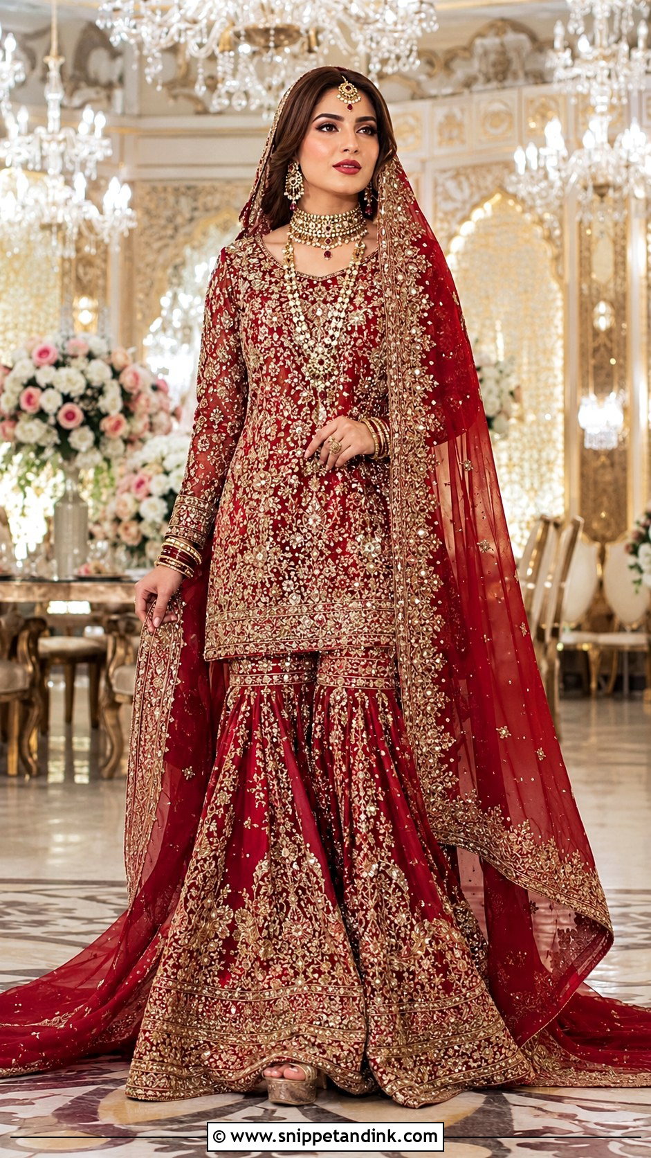 Neelam Muneer Red Double Dupatta Pishwas - Snippet and Ink - 20 Neelam Muneer Bridal Dress Ideas