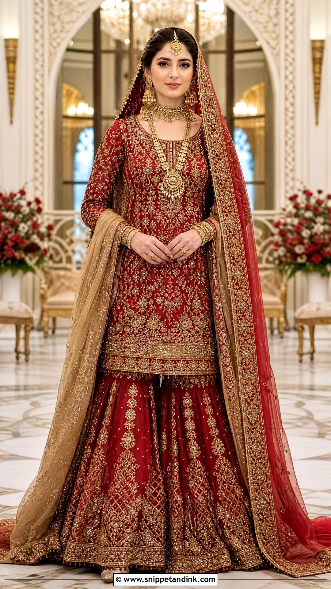 Neelam Muneer Red Gold Bridal Gharara - Snippet and Ink - 20 Neelam Muneer Bridal Dress Ideas