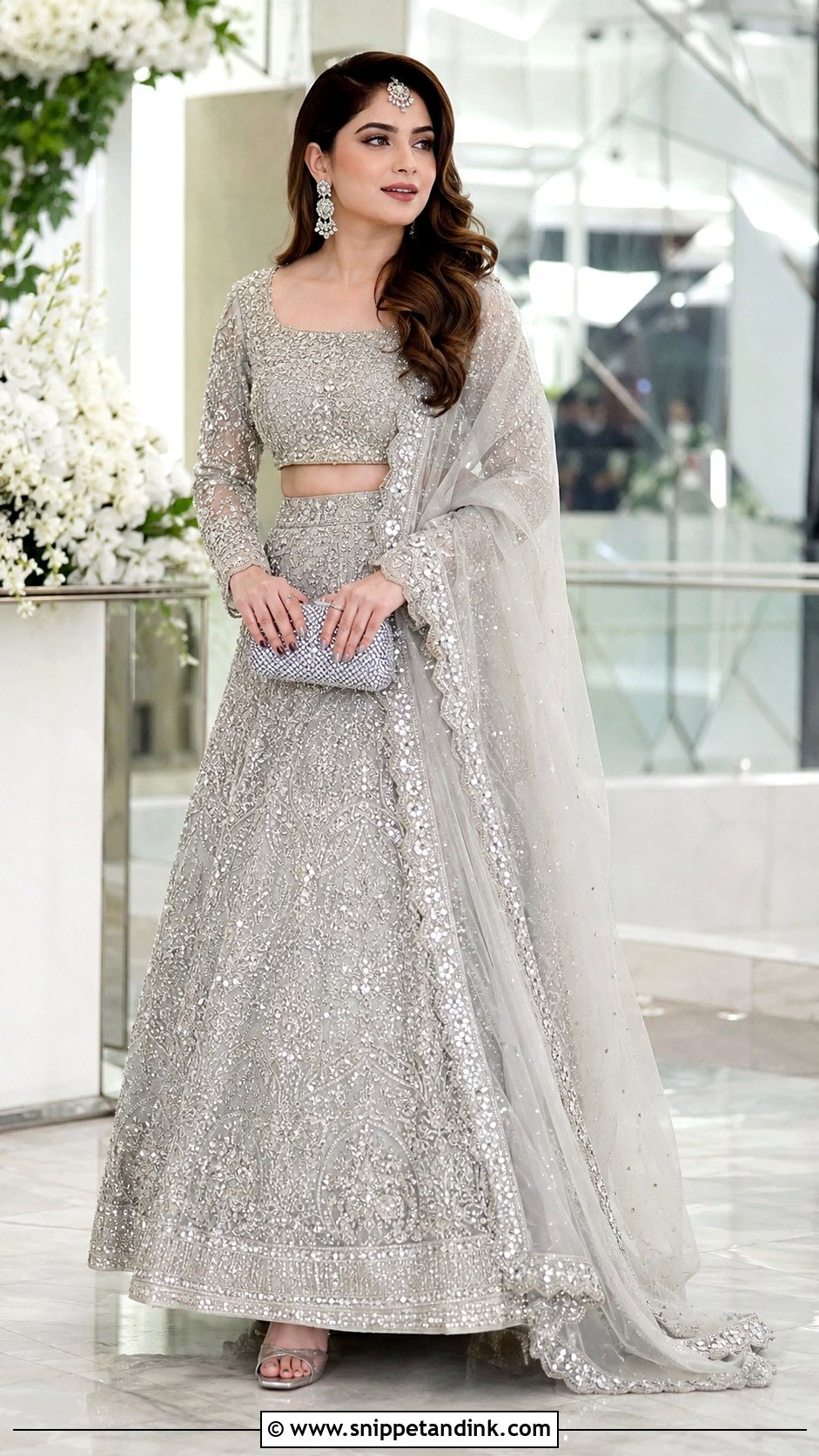 Neelam Muneer Silver Gray Walima Lehenga - Snippet and Ink - 20 Neelam Muneer Bridal Dress Ideas