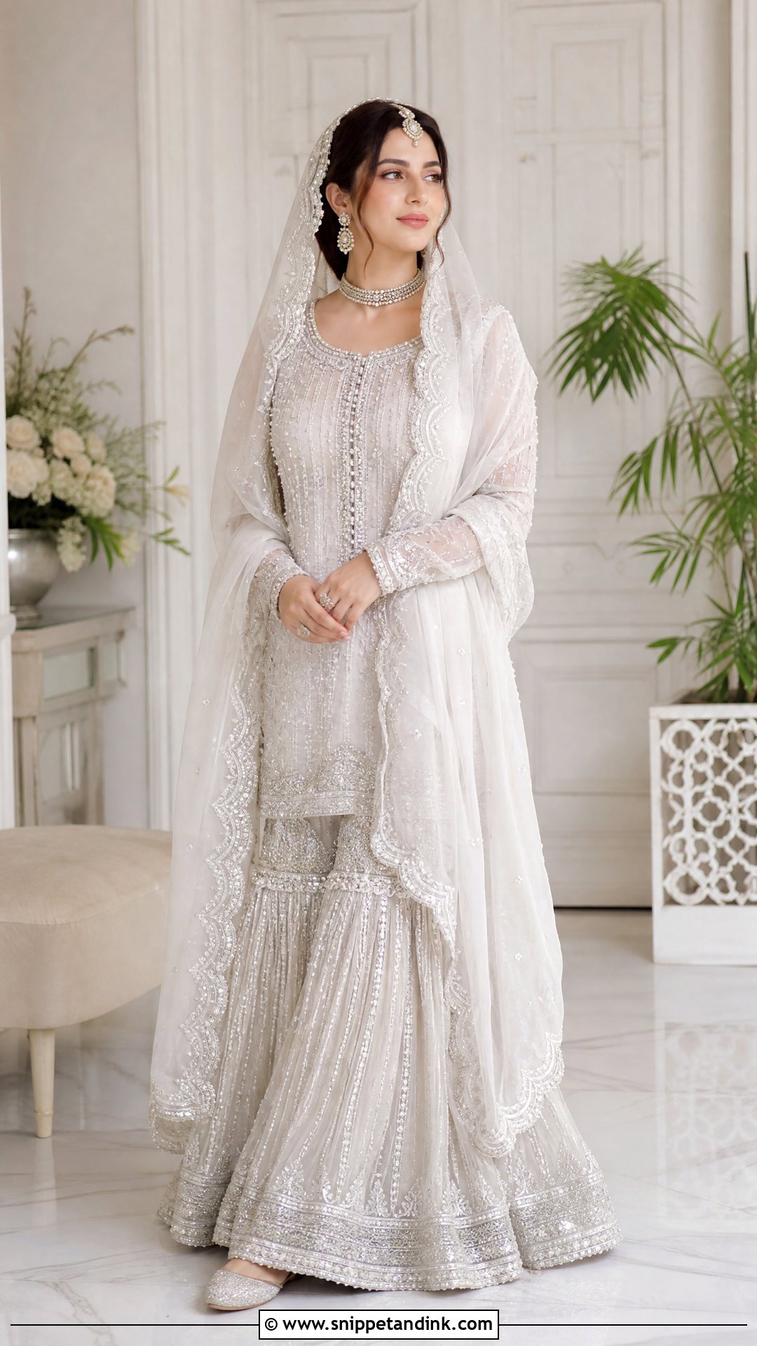 Neelam Muneer White Silver Bridal Gharara - Snippet and Ink - 20 Neelam Muneer Bridal Dress Ideas